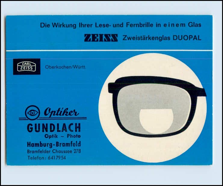 P3L28/ Zeiss Optik Kalender 1965 Optiker Gundlach Hamburg Bramfeld 